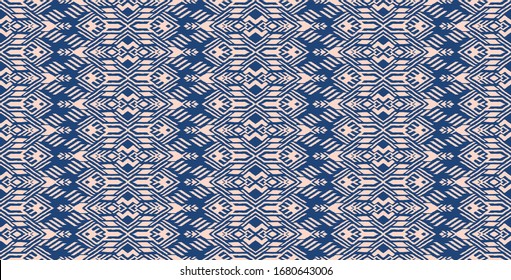 Ikat geometric folklore ornament. Oriental vector damask pattern. Ancient art of Arabesque. Tribal ethnic texture. Spanish motif on the carpet. Aztec style. Indian rug. Gypsy, Mexican embroidery.