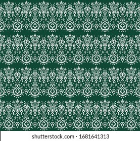 Ikat geometric folklore ornament. Oriental vector damask pattern. Ancient art of Arabesque. Tribal ethnic texture. Spanish motif on the carpet. Aztec style. Indian rug. Gypsy, Mexican embroidery.