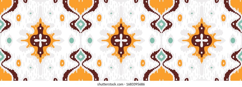 Ikat geometric folklore ornament. Oriental vector damask pattern. Ancient art of Arabesque. Tribal ethnic texture with heart. Spanish  carpet. Aztec style. Indian rug. Gypsy, Mexican embroidery.