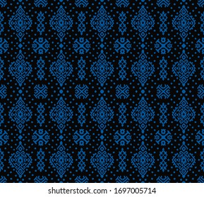 Ikat geometric folklore ornament. Oriental vector damask pattern. Ancient art of Arabesque. Tribal ethnic texture. Spanish motif on the carpet. Aztec style. Indian rug. Gypsy, Mexican embroidery.