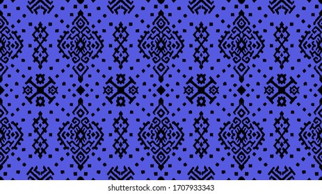 Ikat geometric folklore ornament. Oriental vector damask pattern. Ancient art of Arabesque. Tribal ethnic texture. Spanish motif on the carpet. Aztec style. Indian rug. Gypsy, Mexican embroidery.