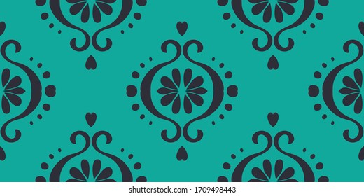 Ikat geometric folklore ornament. Oriental vector damask pattern. Ancient art of Arabesque. Tribal ethnic texture. Spanish motif on the carpet. Aztec style. Indian rug. Gypsy, Mexican embroidery.O