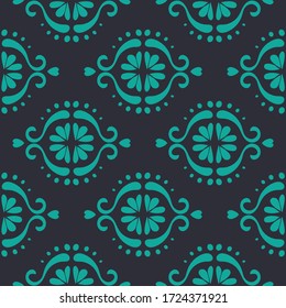 Ikat geometric folklore ornament. Oriental vector damask pattern. Ancient art of Arabesque. Tribal ethnic texture. Spanish motif on the carpet. Aztec style. Indian rug. Gypsy, Mexican embroidery.O