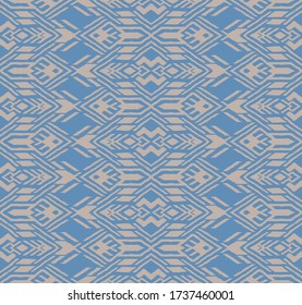 Ikat geometric folklore ornament. Oriental vector damask pattern. Ancient art of Arabesque. Tribal ethnic texture. Spanish motif on the carpet. Aztec style. Indian rug. Gypsy, Mexican embroidery.