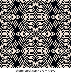 Ikat geometric folklore ornament. Oriental vector damask pattern. Ancient art of Arabesque. Tribal ethnic texture. Spanish motif on the carpet. Aztec style. Indian rug. Gypsy, Mexican embroidery.