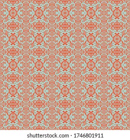 Ikat geometric folklore ornament. Oriental vector damask pattern. Ancient art of Arabesque. Tribal ethnic texture. Spanish motif on the carpet. Aztec style. Indian rug. Gypsy, Mexican embroidery.