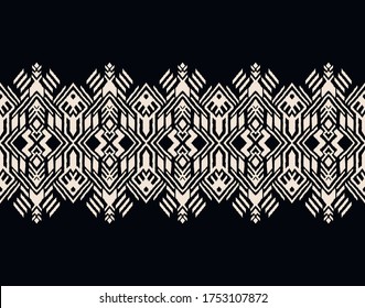 Ikat geometric folklore ornament. Oriental vector damask pattern. Ancient art of Arabesque. Tribal ethnic texture. Spanish motif on the carpet. Aztec style. Indian rug. Gypsy, Mexican embroidery.