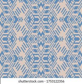 Ikat geometric folklore ornament. Oriental vector damask pattern. Ancient art of Arabesque. Tribal ethnic texture. Spanish motif on the carpet. Aztec style. Indian rug. Gypsy, Mexican embroidery.