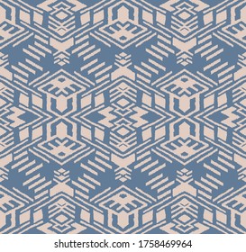 Ikat geometric folklore ornament. Oriental vector damask pattern. Ancient art of Arabesque. Tribal ethnic texture. Spanish motif on the carpet. Aztec style. Indian rug. Gypsy, Mexican embroidery.