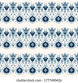 Ikat geometric folklore ornament. Oriental vector damask pattern. Ancient art of Arabesque. Tribal ethnic texture. Spanish motif on the carpet. Aztec style. Indian rug. Gypsy, Mexican embroidery.