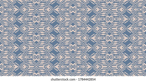 Ikat geometric folklore ornament. Oriental vector damask pattern. Ancient art of Arabesque. Tribal ethnic texture. Spanish motif on the carpet. Aztec style. Indian rug. Gypsy, Mexican embroidery.