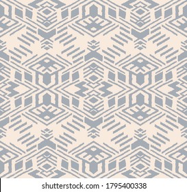 Ikat geometric folklore ornament. Oriental vector damask pattern. Ancient art of Arabesque. Tribal ethnic texture. Spanish motif on the carpet. Aztec style. Indian rug. Gypsy, Mexican embroidery.