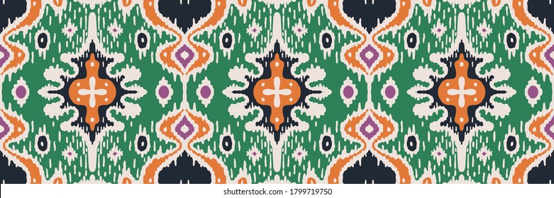 Ikat geometric folklore ornament. Oriental vector damask pattern. Ancient art of Arabesque. Tribal ethnic texture with heart. Spanish  carpet. Aztec style. Indian rug. Gypsy, Mexican embroidery.