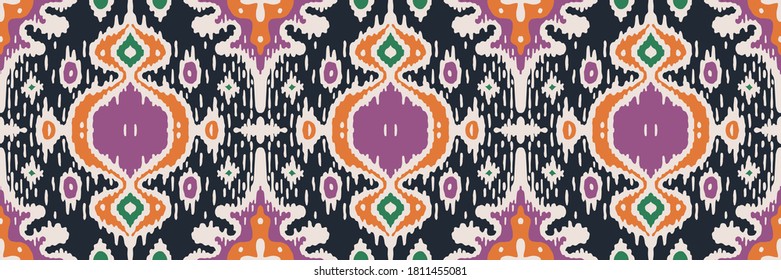 Ikat geometric folklore ornament. Oriental vector damask pattern. Ancient art of Arabesque. Tribal ethnic texture with heart. Spanish  carpet. Aztec style. Indian rug. Gypsy, Mexican embroidery.