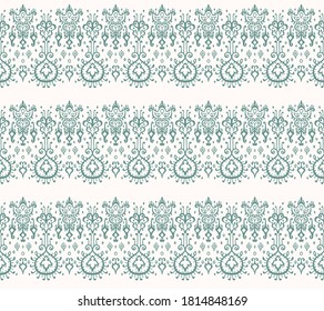 Ikat geometric folklore ornament. Oriental vector damask pattern. Ancient art of Arabesque. Tribal ethnic texture. Spanish motif on the carpet. Aztec style. Indian rug. Gypsy, Mexican embroidery.