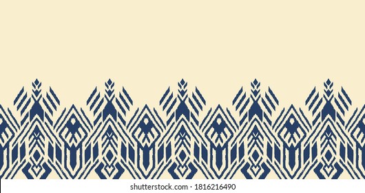 Ikat geometric folklore ornament. Oriental vector damask pattern. Ancient art of Arabesque. Tribal ethnic texture. Spanish motif on the carpet. Aztec style. Indian rug. Gypsy, Mexican embroidery.