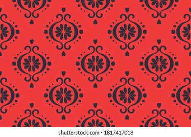 Ikat geometric folklore ornament. Oriental vector damask pattern. Ancient art of Arabesque. Tribal ethnic texture. Spanish motif on the carpet. Aztec style. Indian rug. Gypsy, Mexican embroidery.O