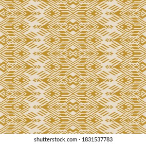 Ikat geometric folklore ornament. Oriental vector damask pattern. Ancient art of Arabesque. Tribal ethnic texture. Spanish motif on the carpet. Aztec style. Indian rug. Gypsy, Mexican embroidery.