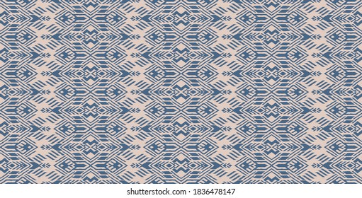 Ikat geometric folklore ornament. Oriental vector damask pattern. Ancient art of Arabesque. Tribal ethnic texture. Spanish motif on the carpet. Aztec style. Indian rug. Gypsy, Mexican embroidery.