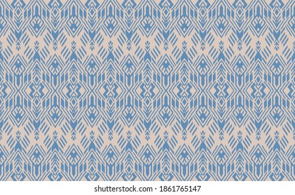 Ikat geometric folklore ornament. Oriental vector damask pattern. Ancient art of Arabesque. Tribal ethnic texture. Spanish motif on the carpet. Aztec style. Indian rug. Gypsy, Mexican embroidery.