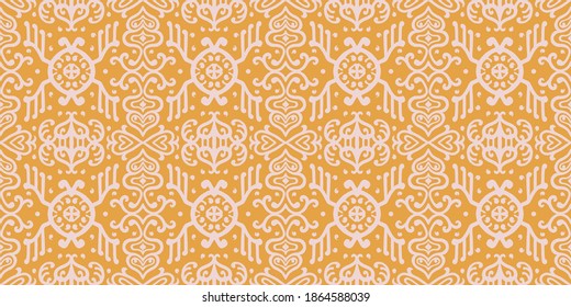 Ikat geometric folklore ornament. Oriental vector damask pattern. Ancient art of Arabesque. Tribal ethnic texture. Spanish motif on the carpet. Aztec style. Indian rug. Gypsy, Mexican embroidery.