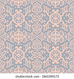 Ikat geometric folklore ornament. Oriental vector damask pattern. Ancient art of Arabesque. Tribal ethnic texture. Spanish motif on the carpet. Aztec style. Indian rug. Gypsy, Mexican embroidery.