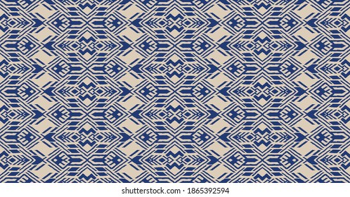 Ikat geometric folklore ornament. Oriental vector damask pattern. Ancient art of Arabesque. Tribal ethnic texture. Spanish motif on the carpet. Aztec style. Indian rug. Gypsy, Mexican embroidery.