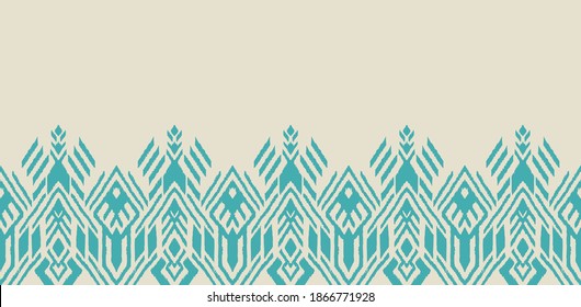 Ikat geometric folklore ornament. Oriental vector damask pattern. Ancient art of Arabesque. Tribal ethnic texture. Spanish motif on the carpet. Aztec style. Indian rug. Gypsy, Mexican embroidery.