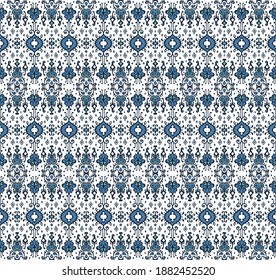 Ikat geometric folklore ornament. Oriental vector damask pattern. Ancient art of Arabesque. Tribal ethnic texture. Spanish motif on the carpet. Aztec style. Indian rug. Gypsy, Mexican embroidery.
