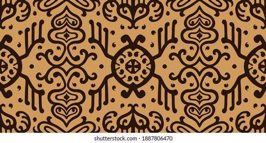 Ikat geometric folklore ornament. Oriental vector damask pattern. Ancient art of Arabesque. Tribal ethnic texture. Spanish motif on the carpet. Aztec style. Indian rug. Gypsy, Mexican embroidery.