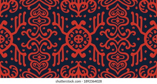Ikat geometric folklore ornament. Oriental vector damask pattern. Ancient art of Arabesque. Tribal ethnic texture. Spanish motif on the carpet. Aztec style. Indian rug. Gypsy, Mexican embroidery.