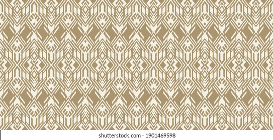 Ikat geometric folklore ornament. Oriental vector damask pattern. Ancient art of Arabesque. Tribal ethnic texture. Spanish motif on the carpet. Aztec style. Indian rug. Gypsy, Mexican embroidery.