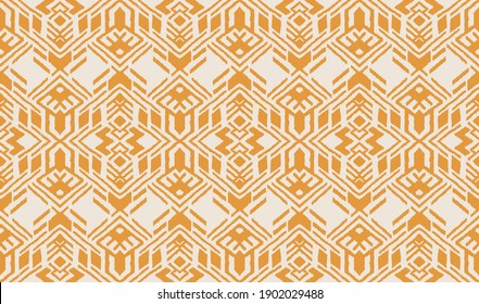 Ikat geometric folklore ornament. Oriental vector damask pattern. Ancient art of Arabesque. Tribal ethnic texture. Spanish motif on the carpet. Aztec style. Indian rug. Gypsy, Mexican embroidery.