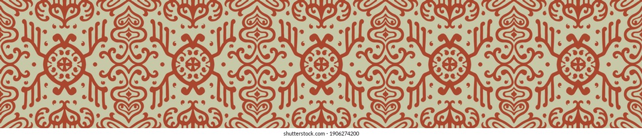 Ikat geometric folklore ornament. Oriental vector damask pattern. Ancient art of Arabesque. Tribal ethnic texture. Spanish motif on the carpet. Aztec style. Indian rug. Gypsy, Mexican embroidery.