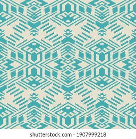 Ikat geometric folklore ornament. Oriental vector damask pattern. Ancient art of Arabesque. Tribal ethnic texture. Spanish motif on the carpet. Aztec style. Indian rug. Gypsy, Mexican embroidery.