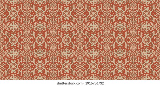 Ikat geometric folklore ornament. Oriental vector damask pattern. Ancient art of Arabesque. Tribal ethnic texture. Spanish motif on the carpet. Aztec style. Indian rug. Gypsy, Mexican embroidery.