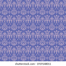 Ikat geometric folklore ornament. Oriental vector damask pattern. Ancient art of Arabesque. Tribal ethnic texture. Spanish motif on the carpet. Aztec style. Indian rug. Gypsy, Mexican embroidery.