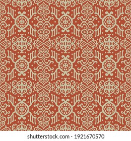 Ikat geometric folklore ornament. Oriental vector damask pattern. Ancient art of Arabesque. Tribal ethnic texture. Spanish motif on the carpet. Aztec style. Indian rug. Gypsy, Mexican embroidery.