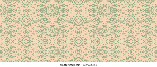 Ikat geometric folklore ornament. Oriental vector damask pattern. Ancient art of Arabesque. Tribal ethnic texture. Spanish motif on the carpet. Aztec style. Indian rug. Gypsy, Mexican embroidery.