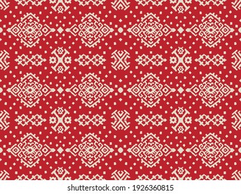 Ikat geometric folklore ornament. Oriental vector damask pattern. Ancient art of Arabesque. Tribal ethnic texture. Spanish motif on the carpet. Aztec style. Indian rug. Gypsy, Mexican embroidery.O