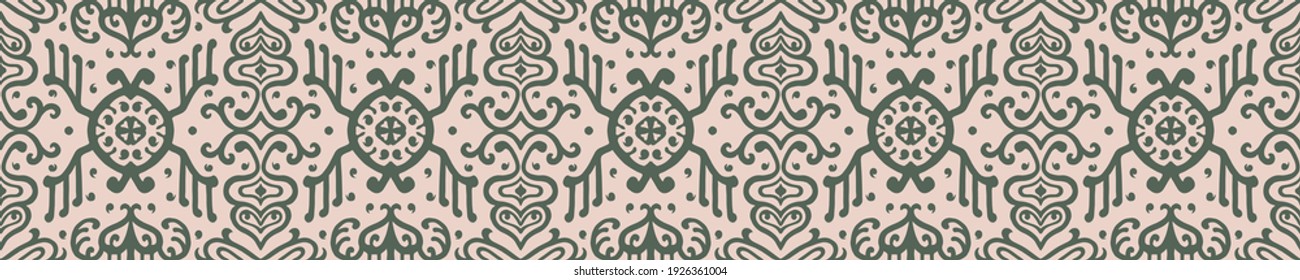 Ikat geometric folklore ornament. Oriental vector damask pattern. Ancient art of Arabesque. Tribal ethnic texture. Spanish motif on the carpet. Aztec style. Indian rug. Gypsy, Mexican embroidery.
