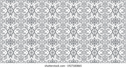 Ikat geometric folklore ornament. Oriental vector damask pattern. Ancient art of Arabesque. Tribal ethnic texture. Spanish motif on the carpet. Aztec style. Indian rug. Gypsy, Mexican embroidery.