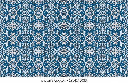 Ikat geometric folklore ornament. Oriental vector damask pattern. Ancient art of Arabesque. Tribal ethnic texture. Spanish motif on the carpet. Aztec style. Indian rug. Gypsy, Mexican embroidery.