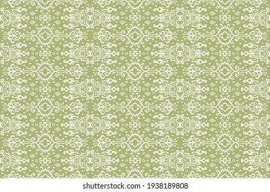 Ikat geometric folklore ornament. Oriental vector damask pattern. Ancient art of Arabesque. Tribal ethnic texture. Spanish motif on the carpet. Aztec style. Indian rug. Gypsy, Mexican embroidery.