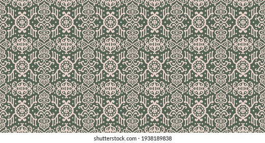 Ikat geometric folklore ornament. Oriental vector damask pattern. Ancient art of Arabesque. Tribal ethnic texture. Spanish motif on the carpet. Aztec style. Indian rug. Gypsy, Mexican embroidery.