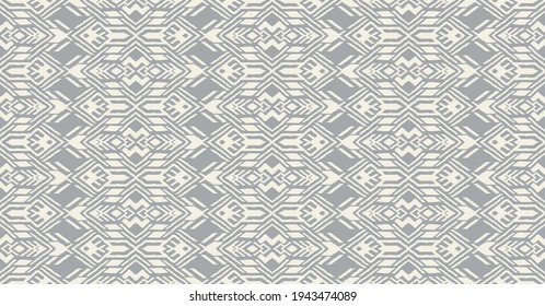 Ikat geometric folklore ornament. Oriental vector damask pattern. Ancient art of Arabesque. Tribal ethnic texture. Spanish motif on the carpet. Aztec style. Indian rug. Gypsy, Mexican embroidery.