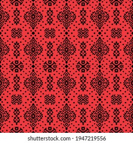 Ikat geometric folklore ornament. Oriental vector damask pattern. Ancient art of Arabesque. Tribal ethnic texture. Spanish motif on the carpet. Aztec style. Indian rug. Gypsy, Mexican embroidery.O