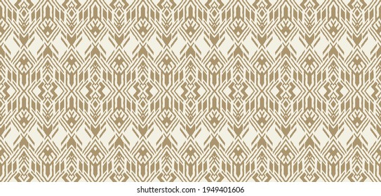 Ikat geometric folklore ornament. Oriental vector damask pattern. Ancient art of Arabesque. Tribal ethnic texture. Spanish motif on the carpet. Aztec style. Indian rug. Gypsy, Mexican embroidery.