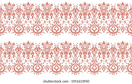 Ikat geometric folklore ornament. Oriental vector damask pattern. Ancient art of Arabesque. Tribal ethnic texture. Spanish motif on the carpet. Aztec style. Indian rug. Gypsy, Mexican embroidery.