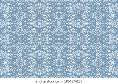 Ikat geometric folklore ornament. Oriental vector damask pattern. Ancient art of Arabesque. Tribal ethnic texture. Spanish motif on the carpet. Aztec style. Indian rug. Gypsy, Mexican embroidery.